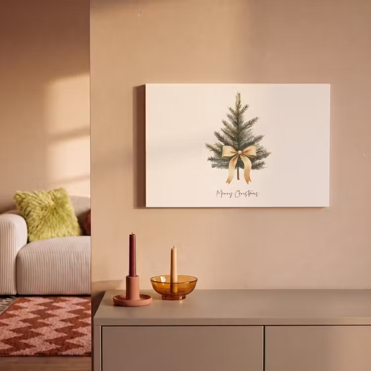 Kerstboom - Kerst - Merry Christmas - Beige canvas 2cm klein -sfeer1
