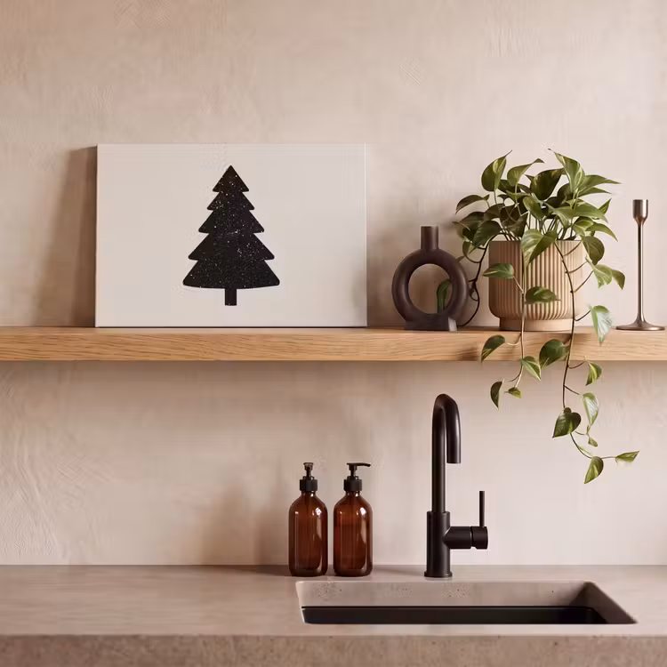 Kerstboom - Zwart - Feestdagen - Beige canvas 2cm klein -sfeer3