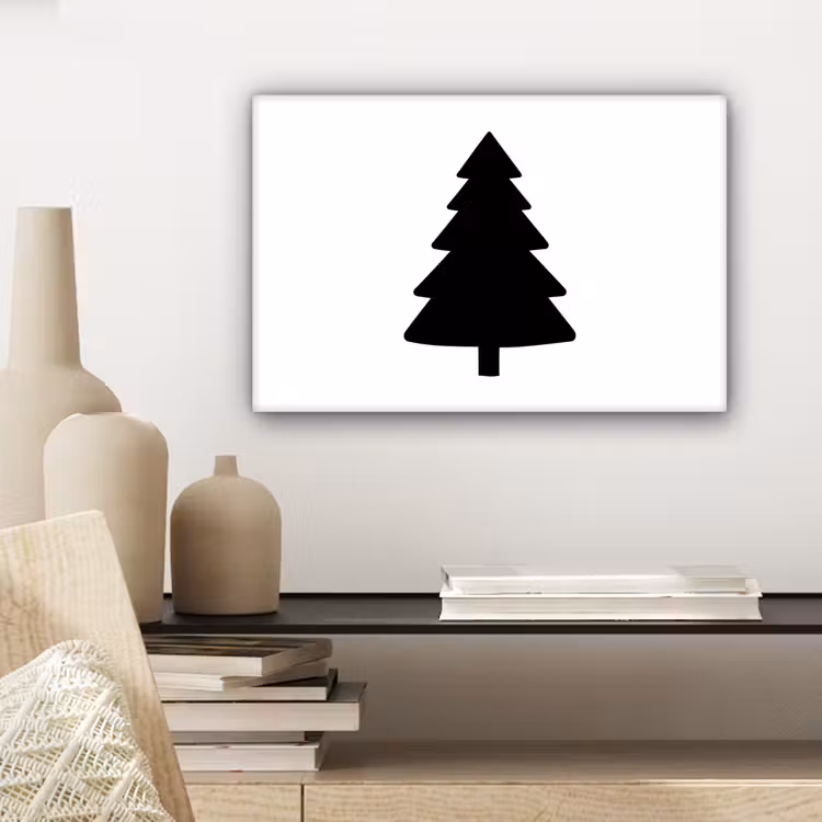 Kerstboom - Zwart - Kerstmis - Feest canvas 2cm klein -sfeer6
