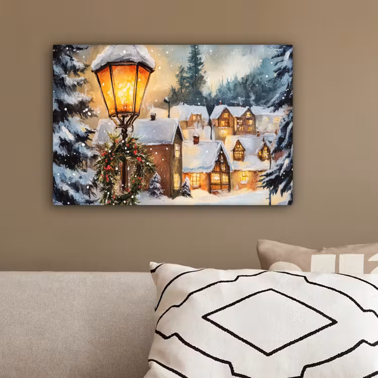 Kerstdorp - Huizen - Sneeuw - Kerst canvas 2cm klein -sfeer3