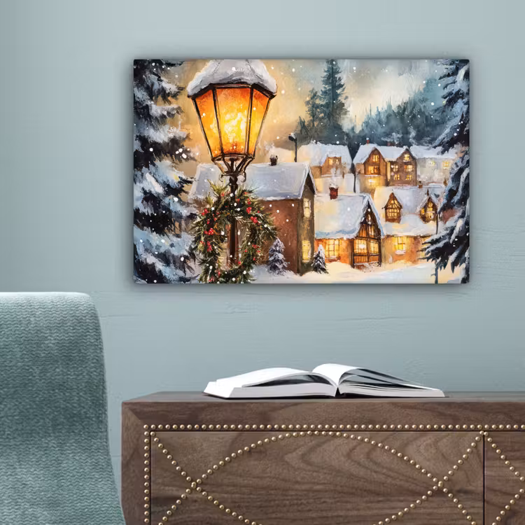 Kerstdorp - Huizen - Sneeuw - Kerst canvas 2cm klein -sfeer4