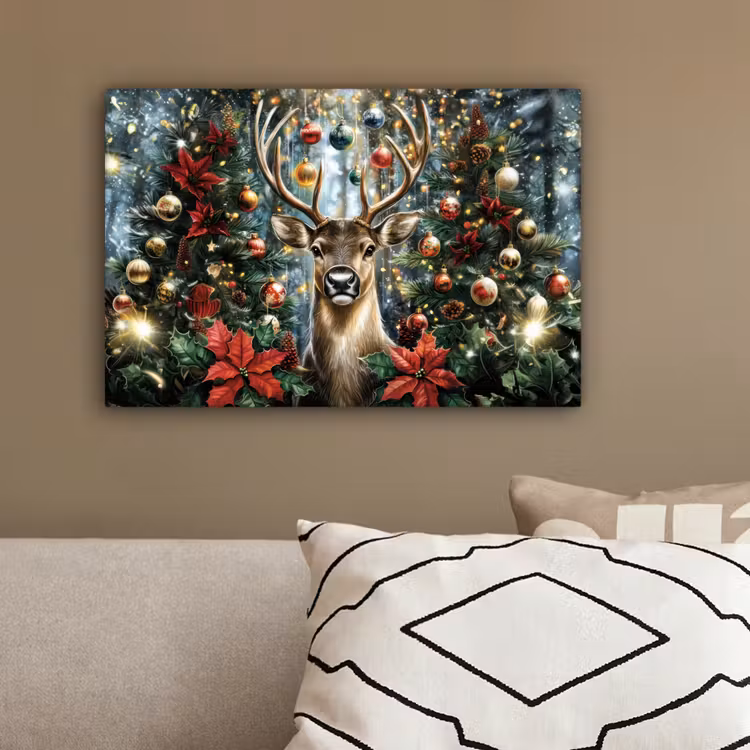 Kerstfeest - Dennenbos - Rood canvas 2cm klein -sfeer3