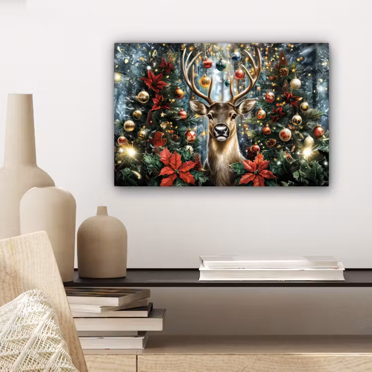 Kerstfeest - Dennenbos - Rood canvas 2cm klein -sfeer6