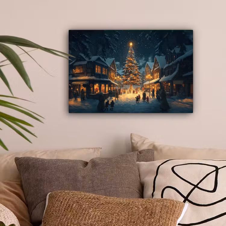 Kerstfeest - Dorp - Donker canvas 2cm klein -sfeer1