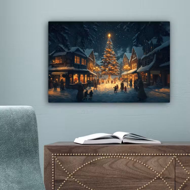 Kerstfeest - Dorp - Donker canvas 2cm klein -sfeer4