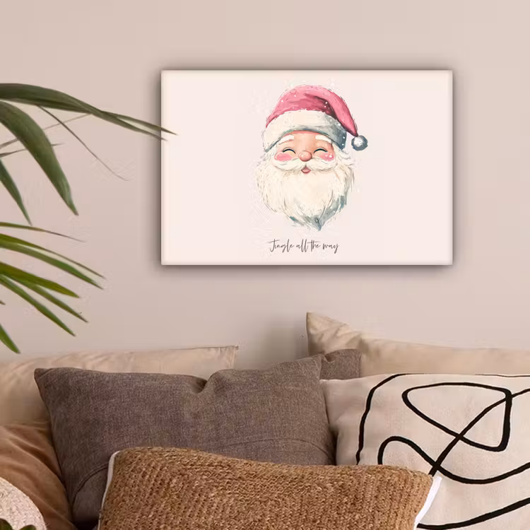 Kerstman - Kerst - Quote - Beige canvas 2cm klein -sfeer1