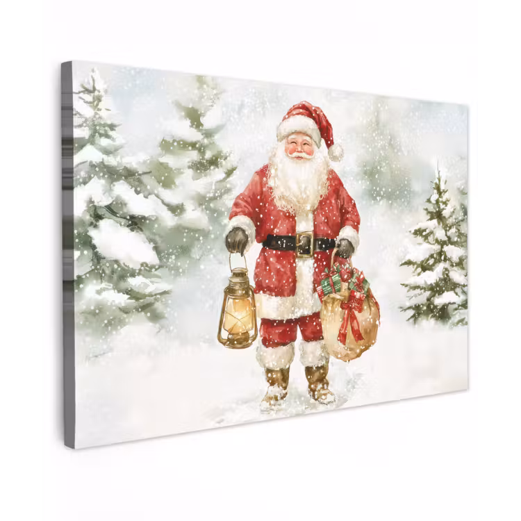 Kerstman- Winter - Sneeuw - Wit - Rood canvas 2cm klein -z3d