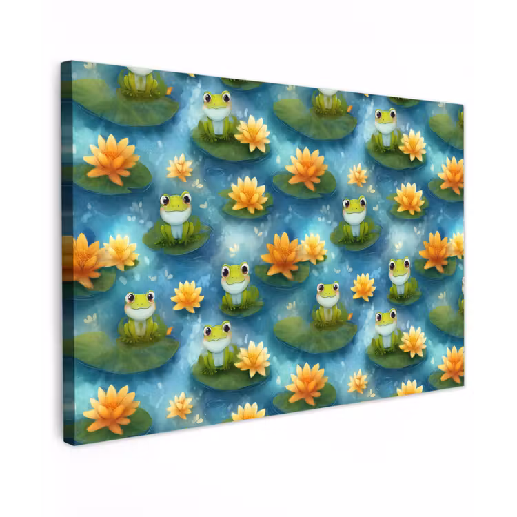 Kikker - Lelies - Groen canvas 2cm klein 34 -z3d