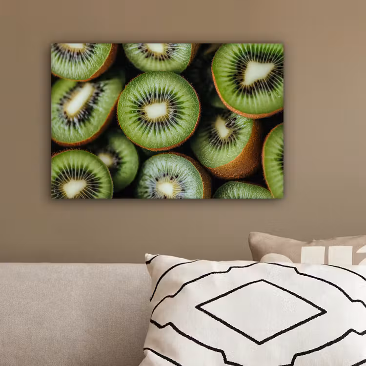 Kiwi - Fruit - Groen canvas 2cm klein -sfeer3
