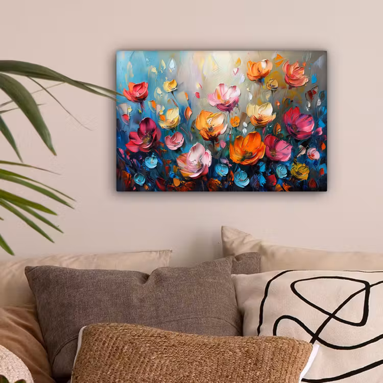 Klaprozen - Bloemen - Kunst - Botanisch canvas 2cm klein -sfeer1