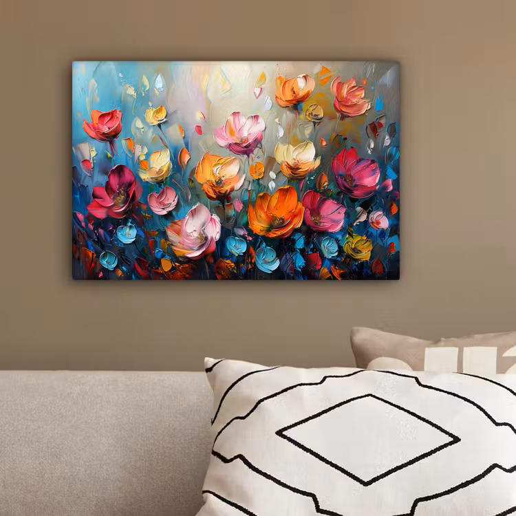Klaprozen - Bloemen - Kunst - Botanisch canvas 2cm klein -sfeer3