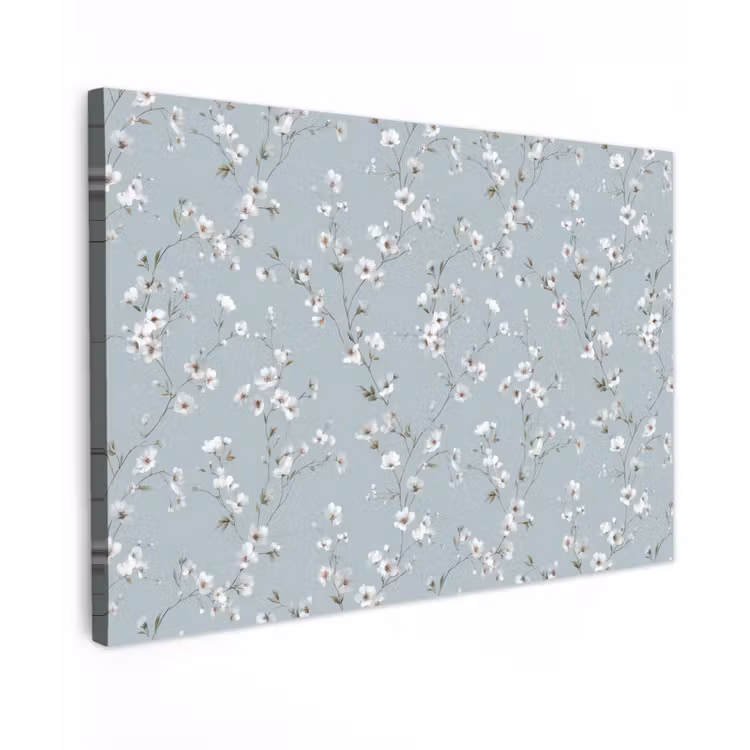 Klassiek - Bloemen - Blauw canvas 2cm klein 34 -z3d