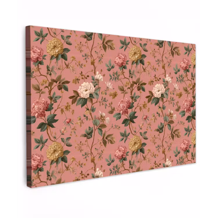 Klassiek - Botanisch - Roze canvas 2cm klein 34 -z3d