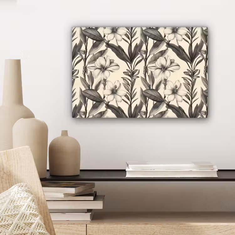 Klassiek - Botanisch - Zwart - Beige canvas 2cm klein 34 -sfeer6