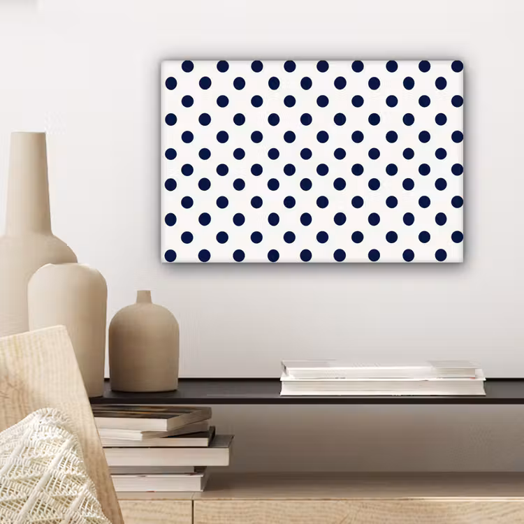 Klassiek - Stippen - Blauw canvas 2cm klein 34 -sfeer6