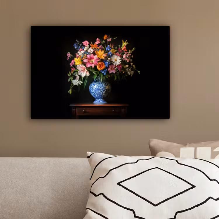 Kleur - Vaas - Bloemen - Boeket canvas 2cm klein -sfeer3