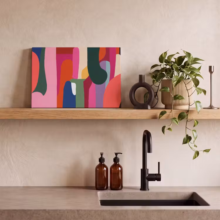 Kleurvakken - Recht - Rond - Abstract canvas 2cm klein -sfeer3