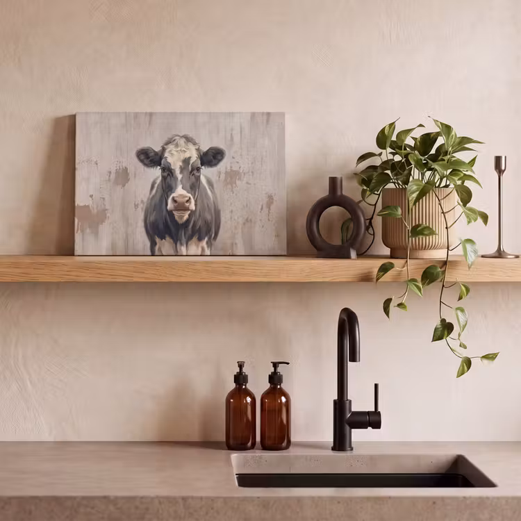 Koe - Portret - Dieren - Modern canvas 2cm klein -sfeer3
