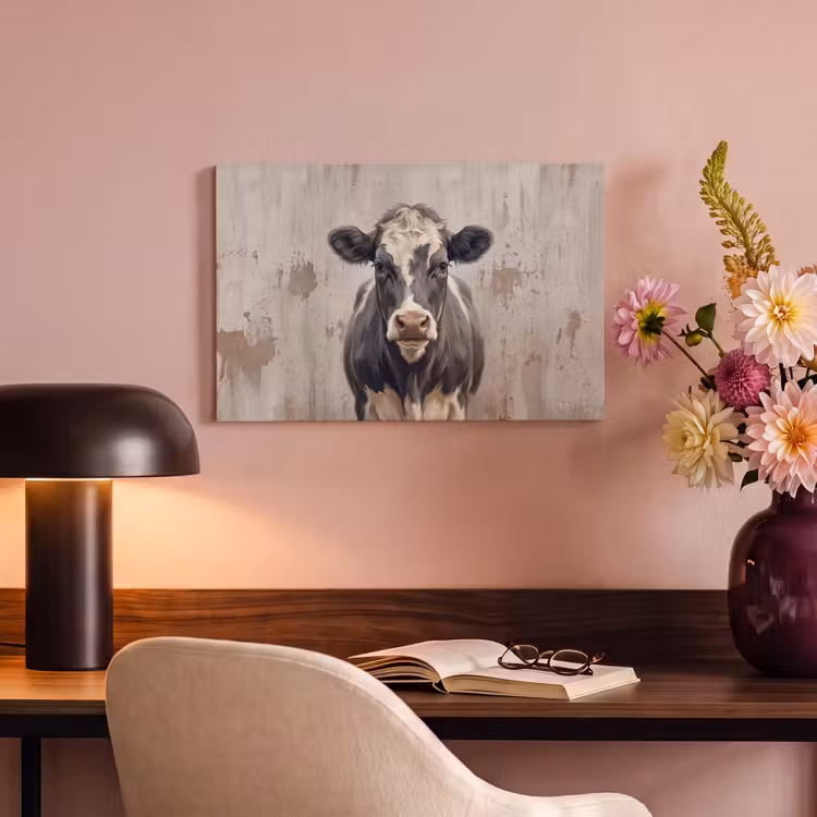 Koe - Portret - Dieren - Modern canvas 2cm klein -sfeer4