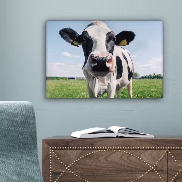 Koe - Weiland - Natuur - Dieren - Gras canvas 2cm klein -sfeer4