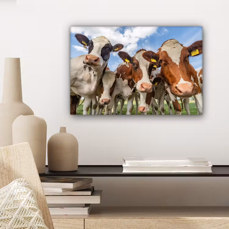Koeien - Dieren - Weiland - Natuur canvas 2cm klein -sfeer6