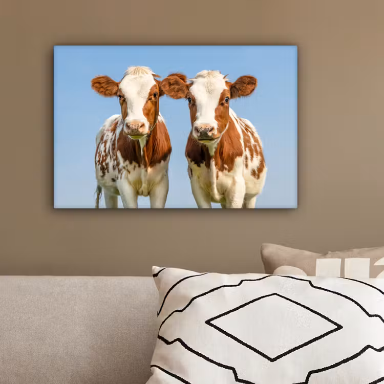 Koeien - Lucht - Dieren - Boerderij - Portret canvas 2cm klein -sfeer3