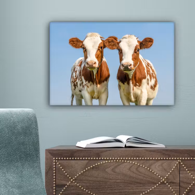 Koeien - Lucht - Dieren - Boerderij - Portret canvas 2cm klein -sfeer4