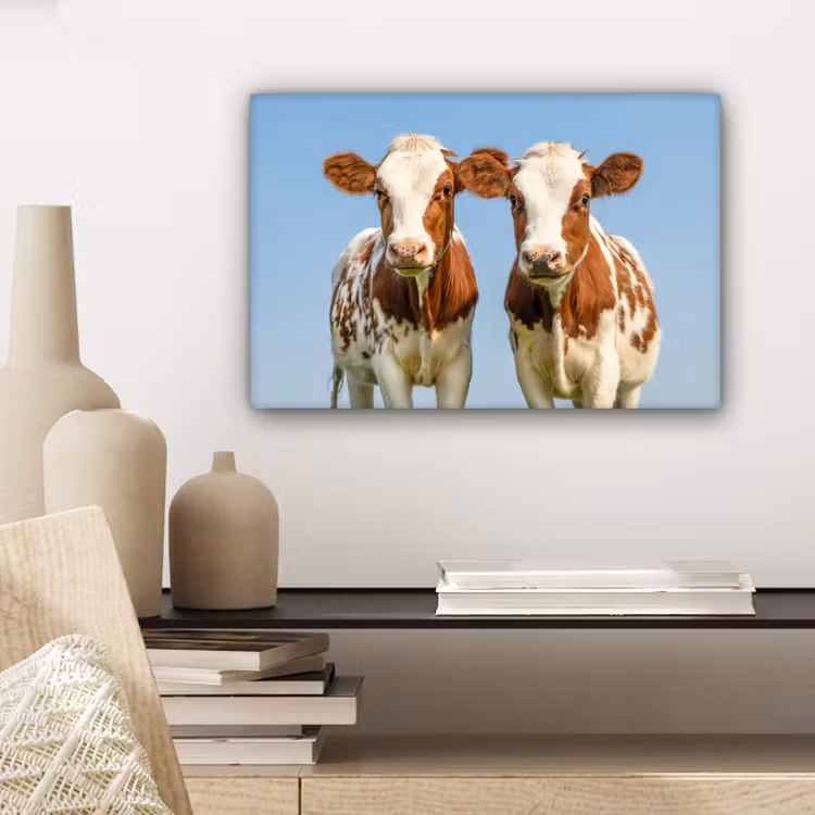Koeien - Lucht - Dieren - Boerderij - Portret canvas 2cm klein -sfeer6