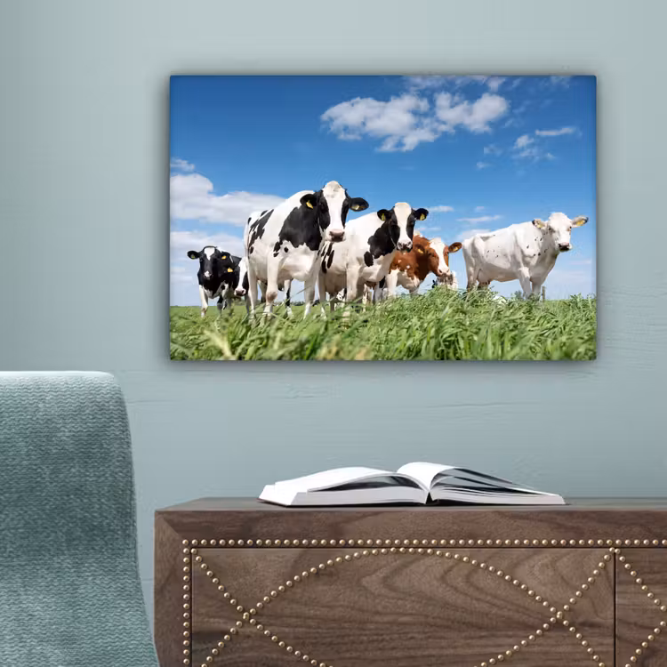 Koeien - Platteland - Weiland - Natuur - Dieren canvas 2cm klein -sfeer4