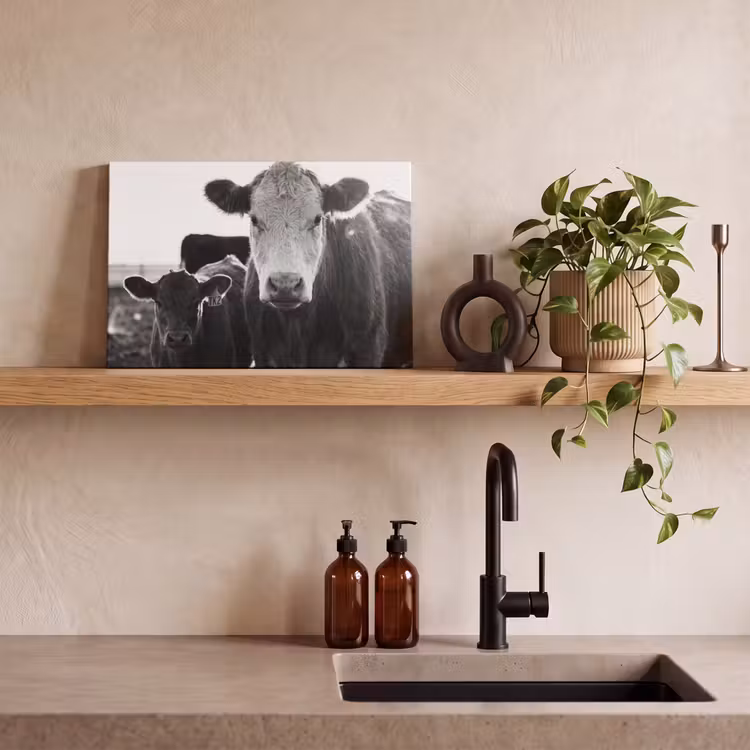 Koeien - Zwart - Wit canvas 2cm klein -sfeer3