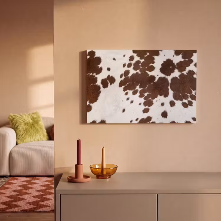 Koeienhuid - Klassiek - Bruin canvas 2cm klein -sfeer1