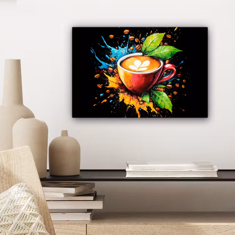 Koffie - Graffiti - Drinken - Abstract canvas 2cm klein -sfeer6