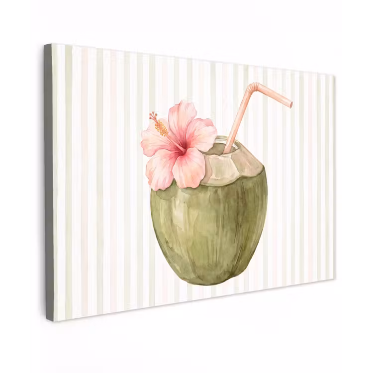 Kokosnoot - Drank - Tropisch - Illustratie - Zomer canvas 2cm klein -z3d