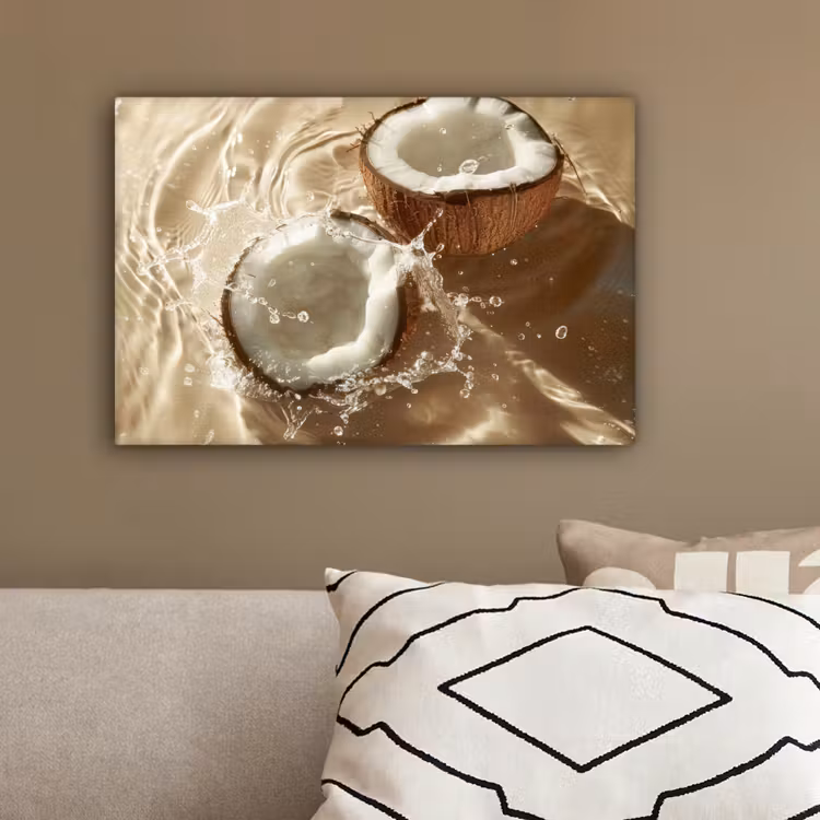 Kokosnoot - Water - Beige - Spetters canvas 2cm klein -sfeer3