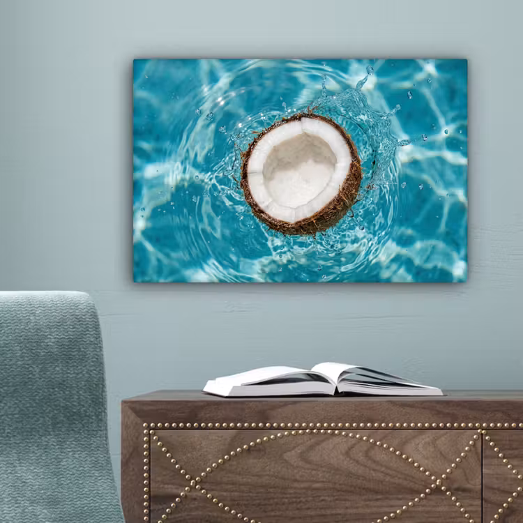 Kokosnoot - Water - Wit canvas 2cm klein -sfeer4