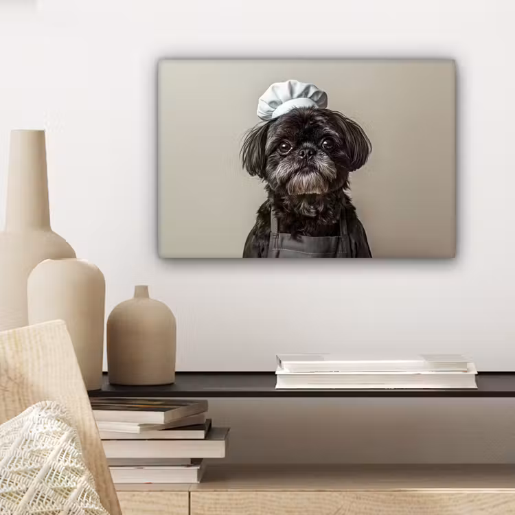 Kokskleding - Zwart - Hondje canvas 2cm klein -sfeer6