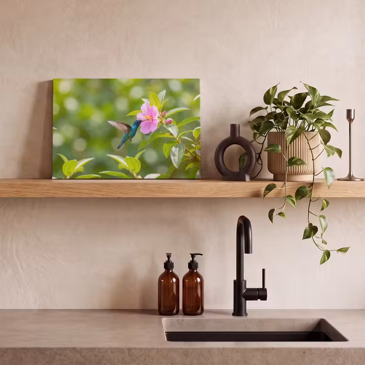 Kolibrie - Bloem - Natuur - Groen canvas 2cm klein -sfeer3