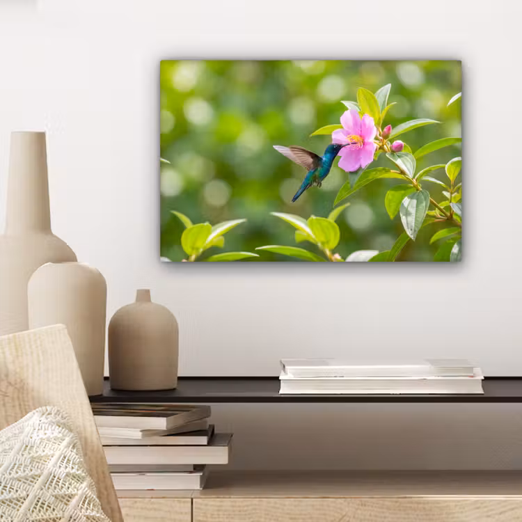 Kolibrie - Bloem - Natuur - Groen canvas 2cm klein -sfeer6