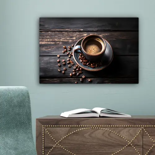 Kop - Koffie - Hout - Bonen canvas 2cm klein -sfeer4