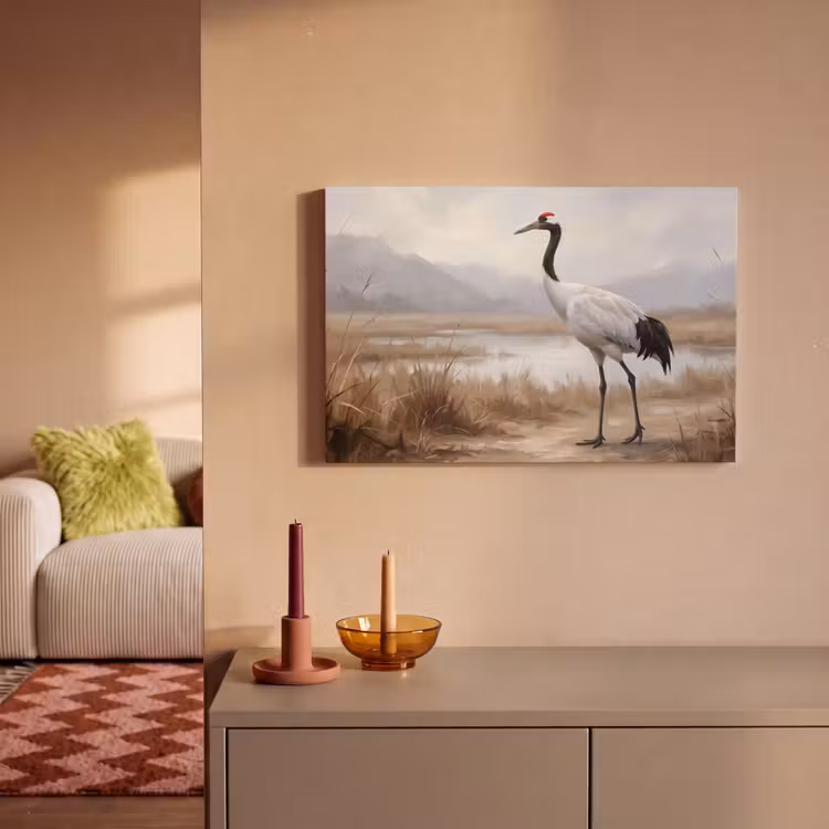 Kraanvogel - Natuur - Realistisch canvas 2cm klein -sfeer1