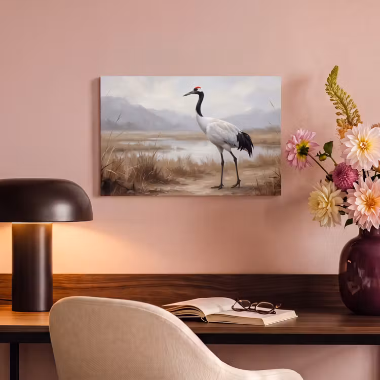 Kraanvogel - Natuur - Realistisch canvas 2cm klein -sfeer4
