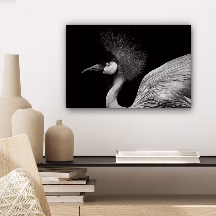 Kraanvogel - Zwart - Wit - Vogel - Dieren canvas 2cm klein -sfeer6