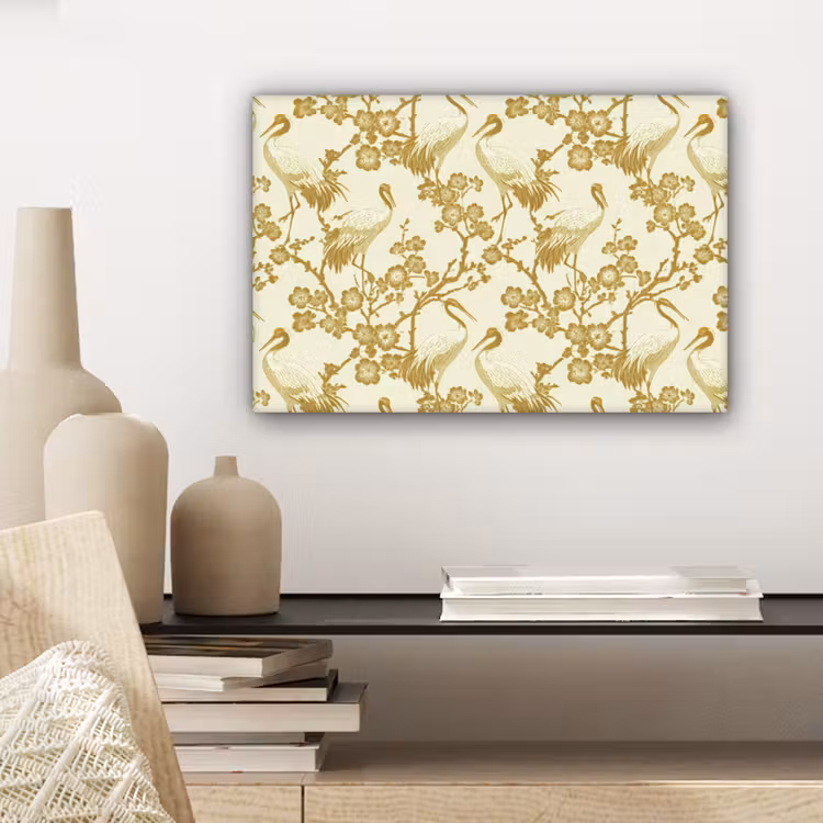 Kraanvogels - Kersenbloesem - Goud canvas 2cm klein 34 -sfeer6