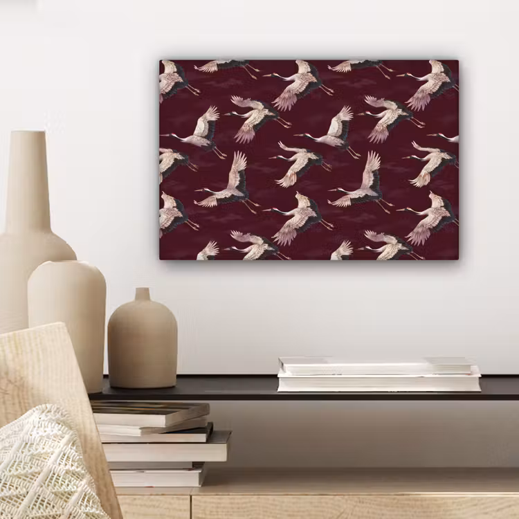 Kraanvogels - Klassiek - Bordeaux canvas 2cm klein 34 -sfeer6