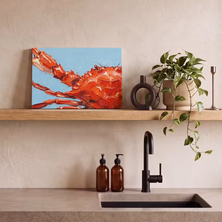 Krab - Zee - Dieren - Abstract - Rood canvas 2cm klein -sfeer3