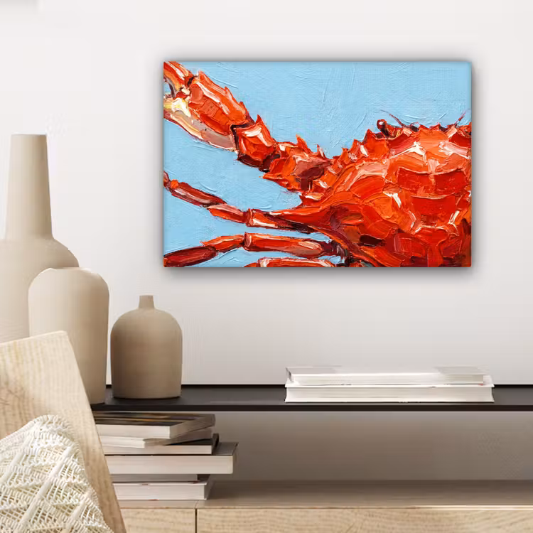 Krab - Zee - Dieren - Abstract - Rood canvas 2cm klein -sfeer6