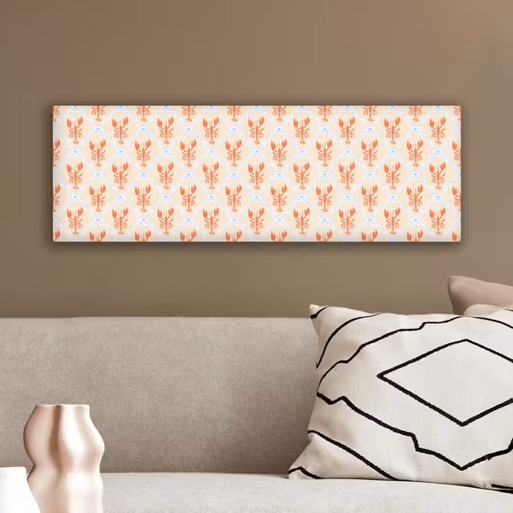 Zee - Kreeft  - Blauw - Geel - Oranje canvas 2cm klein 828 -sfeer3