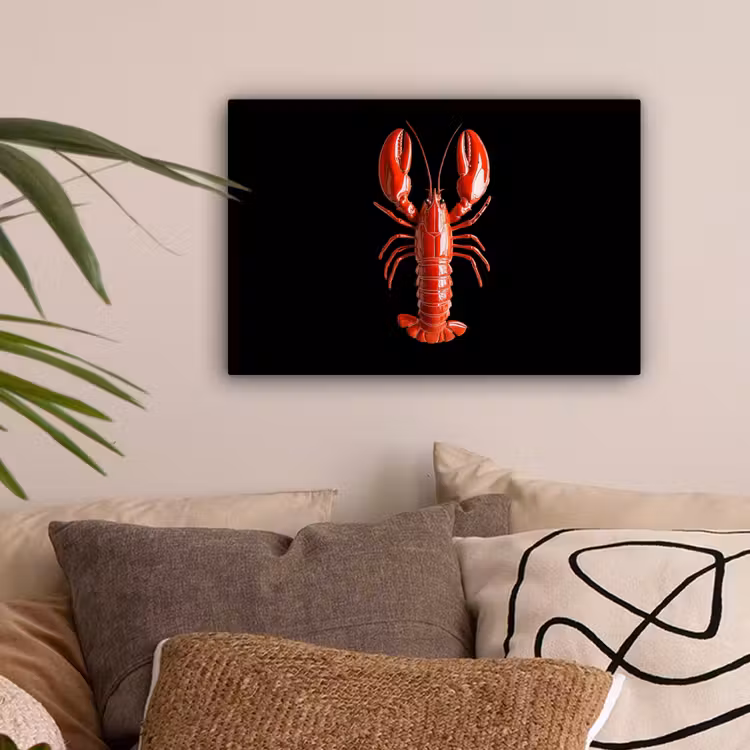 Kreeft - Glossier Rood - Zwart canvas 2cm klein -sfeer1