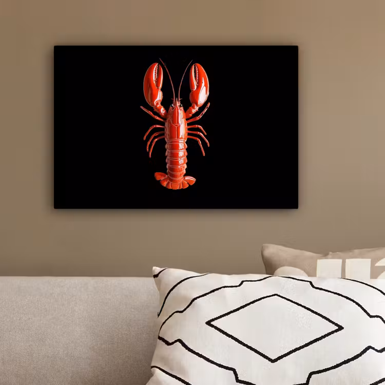 Kreeft - Glossier Rood - Zwart canvas 2cm klein -sfeer3