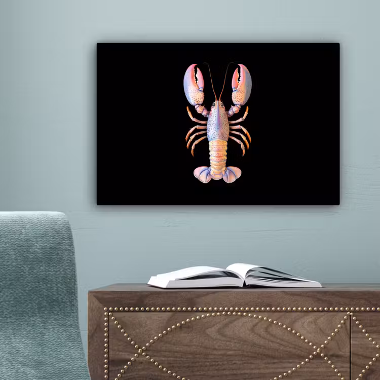 Kreeft - Roze - Zacht - Zwart canvas 2cm klein -sfeer4